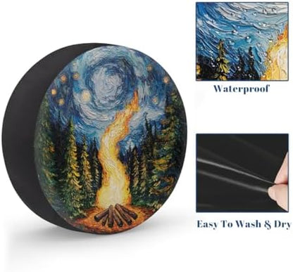 Forest Fire Galaxy Art Spare Tire Cover Waterproof Dust-Proof Spare Wheel - Image 4
