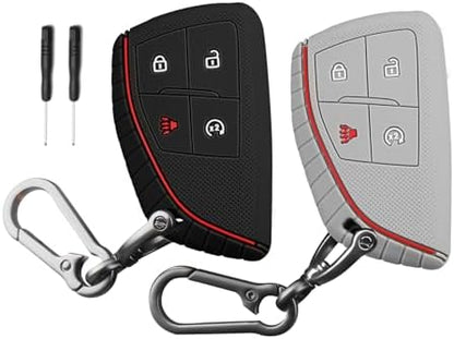 QBUC 2 Pcs for Chevy Key Fob Cover, 4 Buttons Silicone by QBUC