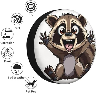 Funny Raccoon Spare Tire Cover Excited Racoon Wheel Protector - Image 5