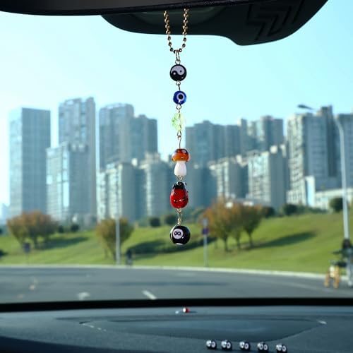 Car Rear View Mirror Accessories Mushroom Car Hanging Ornament, Evil Eye Witchy - Image 2