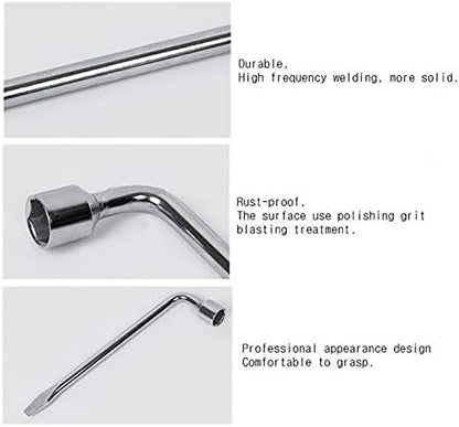 17mm Car Spare Tire Wrench, L-type Hexagon Slotted End Socket Repair Tool Car - Image 3