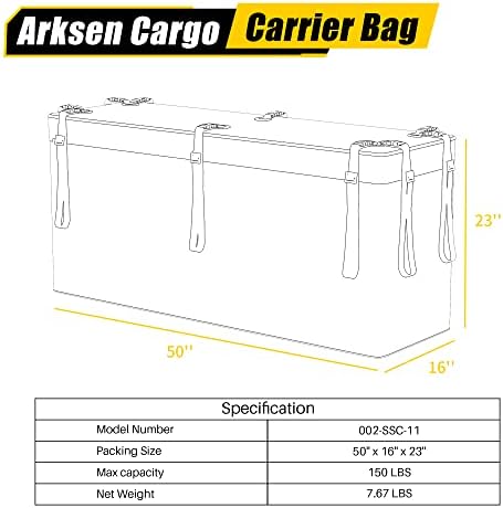 ARKSEN Hitch Cargo Carrier Bag for 19" x 53" Baskets Waterproof 10.75 Cubic - Image 7