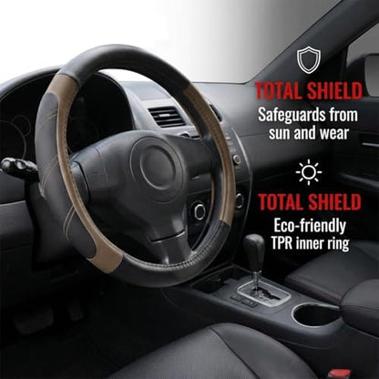 14.5-15 Inch Leather Steering Wheel Cover, Non Slip - Image 3
