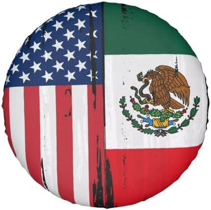 USA Mexico Flag Spare Tire Cover, Universal Waterproof & Dustproof Wheel - Image 2