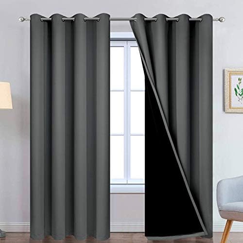 Yakamok Dark Grey 100% Blackout Curtains 96 Inches Long 52" Wide 2 Panels by Yakamok