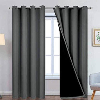 Yakamok Dark Grey 100% Blackout Curtains 96 Inches Long 52" Wide 2 Panels by Yakamok
