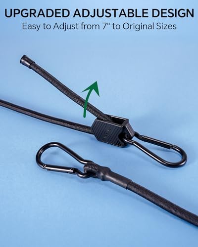 36" 48" 60" Black Adjustable Carabiner Bungee Cords - Image 2