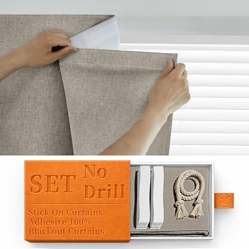 100% Blackout French Door Curtains, Room Darkening Shades Small Window Curtain by Sovtfides