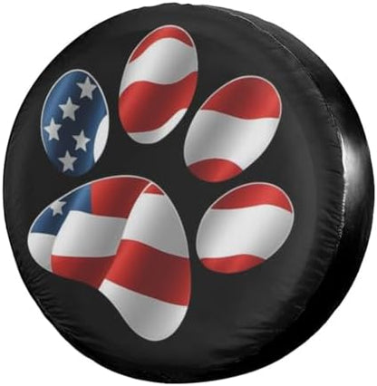 Paws Us American Flag Spare Tire Cover Dust-Proof Wheel Tire Cover Fit Trailer by Foruidea
