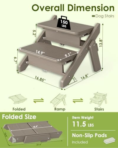 GREENVINES Foldable Dog Stairs & Steps, 2-in-1 HDPE Pet Ramp - Image 3