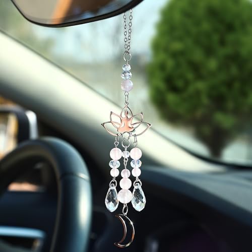 Car Rear View Mirror Accessories Car Hanging Ornament, Moon&Yoga Rearview Decor by Pyotivol
