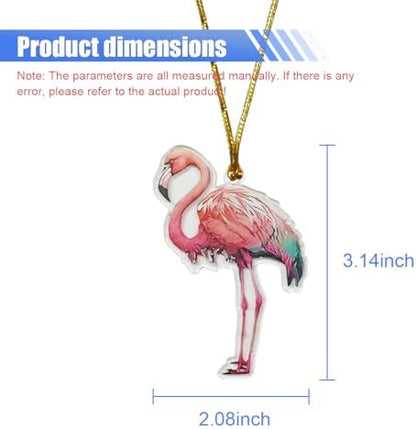 2D Flat Flamingo Car Rear View Mirror Charm, Acrylic Car Rear View Mirror - Image 2