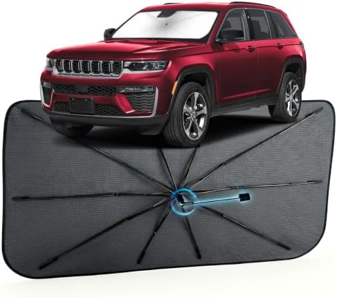 Car Windshield Sun Shade for Grand Cherokee 4XE 22-26, Foldable Car Sunshade by MakeLifeBetter