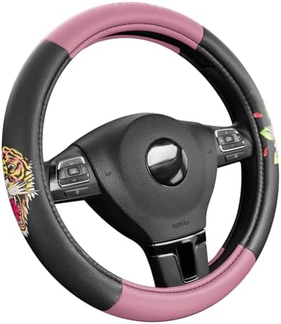 ED HARDY Tiger Print Steering Wheel Cover, Fits 14.5-15.5 Inch Steering Wheels by EdHardy