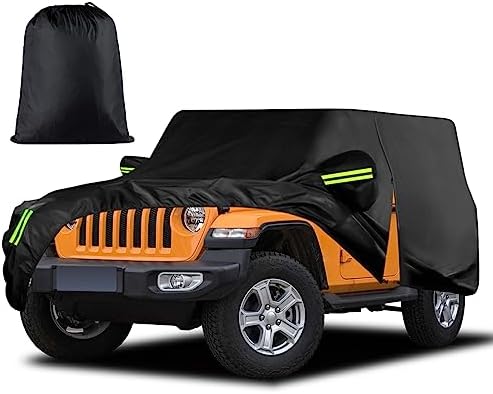 Waterproof Car Cover for Jeep Wrangler 2 Door 1987-2025 JK JL CJ YJ TJ Outdoor by Migaven