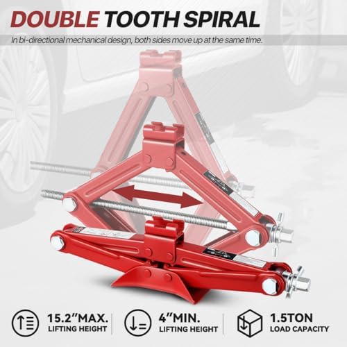 Scissor Lift Jack Universal for Car Truck, 1.5 Ton Capacity, 360 Degree Rotating - Image 3