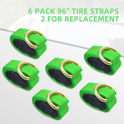 Trekassy Car Tie Down Straps for Trailers, 6 Pack 96 Inch Tire Straps, 4 Pack - Image 2