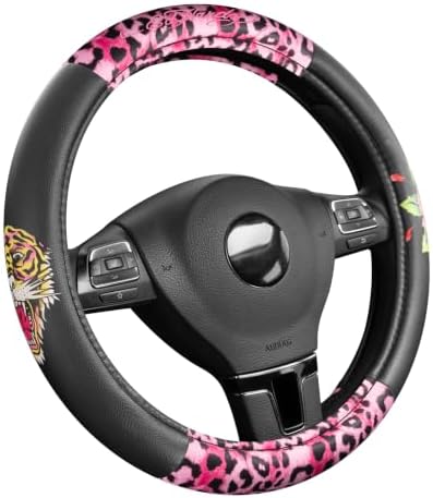 ED HARDY Tiger Print Steering Wheel Cover, Fits 14.5-15.5 Inch Steering Wheels by EdHardy