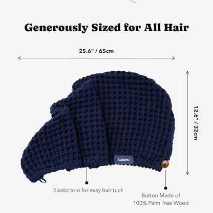 Luxury Organic Japanese Cotton Hair Drying Waffle Towel Wrap - Image 4