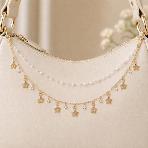 Rear View Mirror Car Charms Star Double Chain Crystal Car Decor - Image 6