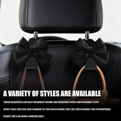 2PCS Car Seat Headrest Hooks, Car Bag Hooks, Cute Bow Knot Vehicle Seatback - Image 6