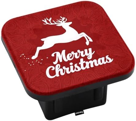 Swono Merry Christmas Trail Hitch Cover, Flying Deer Moose Floral 2 Inches Tow by Swono