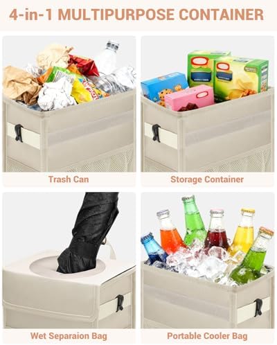 Capolo Car Trash Can with Lid, Leakproof Car Garbage Can Car Trash Bag - Image 5
