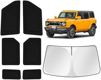 KUST Car Window Shades for Ford Bronco 2021-2025 2026 Windshield Sun Shade Side by KUST