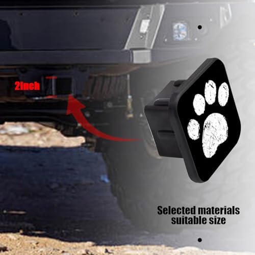 Trailer Hitch Cover, Cute White Cat Dog Paw Print On Black Hitch Cover Rubber - Image 6
