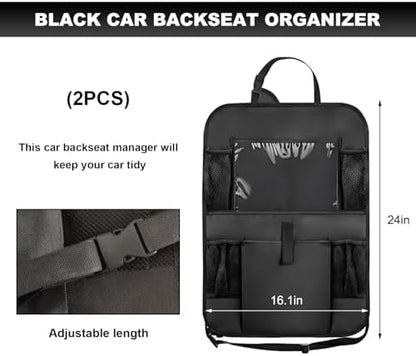 2PCS Car Backseat Organizer, Oxford Car Back Seat Protecter Kick Mat - Image 2