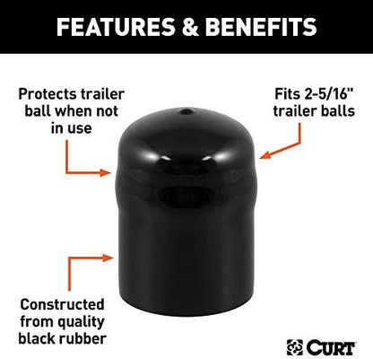CURT 21810 Black Rubber Trailer Hitch Ball Cover, 2-5/16-Inch Diameter - Image 3