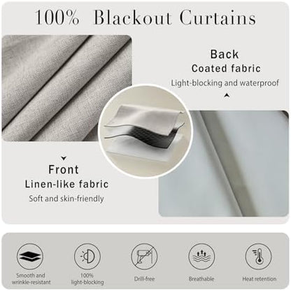 100% Blackout French Door Curtain- Privacy Thermal Insulated Door Window Curtain - Image 4