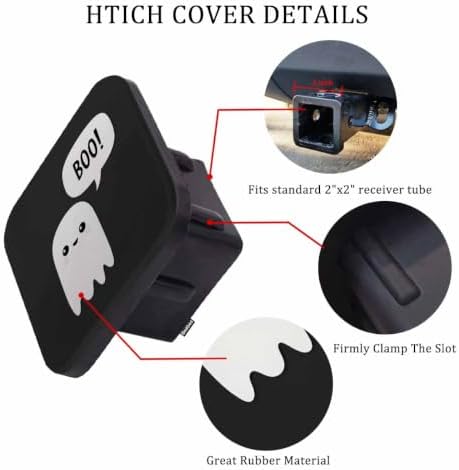Auto Hitch Cover for Trucks Boo Ghost, Cute Halloween Scary Ghost Boo Bubble - Image 3