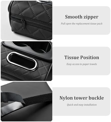 5-in-1 Car Center Console Cover, Phone Holder, Car Tissue Holder, Leather - Image 5