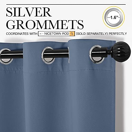 NICETOWN Stone Blue Room Darkening Curtain Panels 96" Length - Image 3