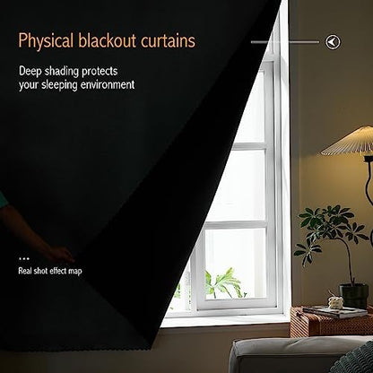 AJAZZ 100% Blackout Shades Window Cover Self Adhesive Curtains Sticky Curtain - Image 4