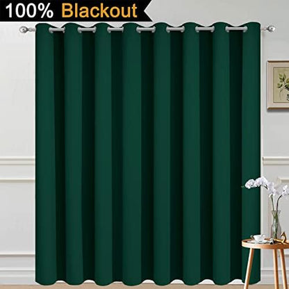 Yakamok Dark Green Blackout Patio Door Curtain Panels W100 x L84, 1 Panel - Image 2