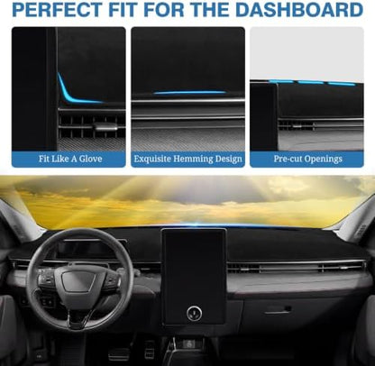 FIILINES Black Dash Cover for 2021-2024 Ford Mustang Mach E, Dashboard Cover - Image 4