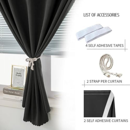 Adhesive Blackout Curtains- Self Stick Curtain No Rod Needed Easy to Hang - Image 2