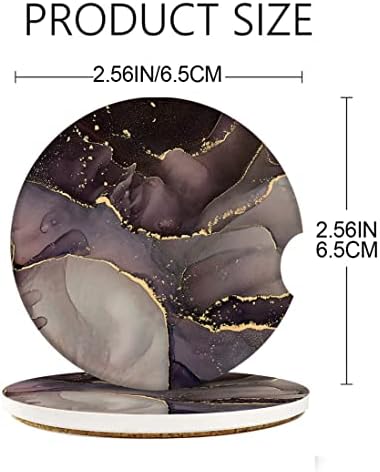 Britimes Car Coasters for Drinks, 2 Pack Ceramic Stone 2.56" Purple Gold - Image 6