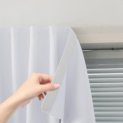 Thermal Blackout Curtains with Self Adhesive Tape No Rod No Drill Easy Install by Sovtfides