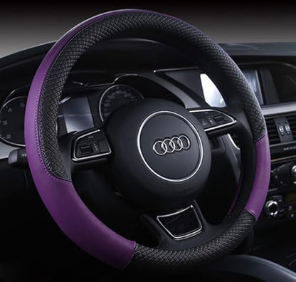 Automotive Steering Wheel Cover Leather Anti Slip Wrap 15" by Follicomfy