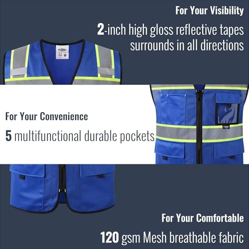 JKSafety Safety Vest for Men Women Hi Vis Relfective Vest - Image 4