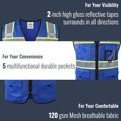 JKSafety Safety Vest for Men Women Hi Vis Relfective Vest - Image 4