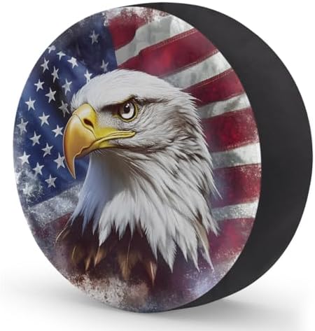 Spare Tire Cover for RV Trailer, American Flag Eagle Waterproof Sun Leather - Image 2