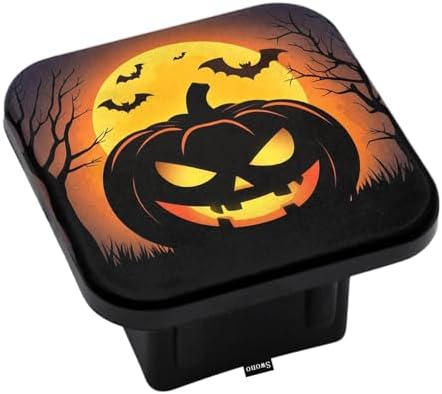 Swono Pumpkin Car Towing Hitch Covers Scary Halloween Pumpkin Moon Bats Square by Swono