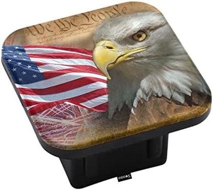 Swono Hitch Cover American Flag, USA Flag Bald Eagle Constitution Rubber 2 Inch by Swono
