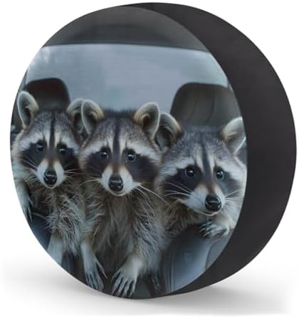 Rv Spare Tire Cover Wheel Funny Animal Raccoons Tire Covers Wheel Protectors - Image 2