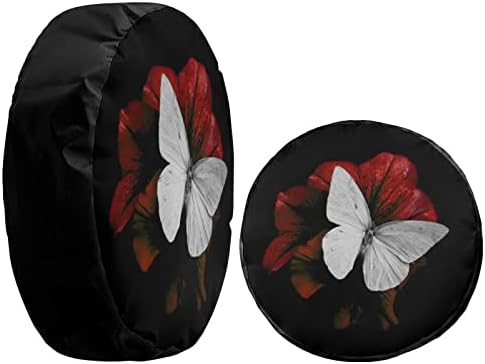 Delerain Spare Tire Cover Butterfly and Red Blossom Wheel Covers Waterproof - Image 4