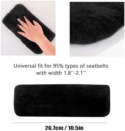 Amooca 2-Pack Real Wool Seatbelt Cover Authentic Sheepskin Shoulder Pad - Image 3